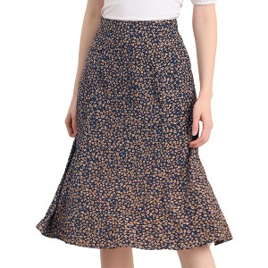 INSPIRE CHIC Women's Print Floral Peasant Elastic Waist A-Line Midi Skirts - 1 of 4