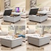 32" Leather Coffee Table Storage Ottoman, Square Lift-Top Ottoman Cube Bench, Large Square Storage Coffee Table - 4 of 4