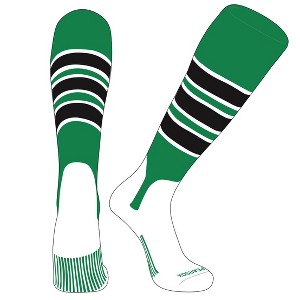 PEAR SOX OTC Baseball Softball Stirrup Socks (C, 5in) Kelly Green, White, Black (XL) - 1 of 3