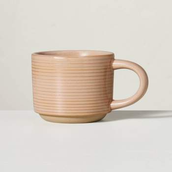 10oz Ribbed Stoneware Mug Blush - Hearth & Hand™ with Magnolia