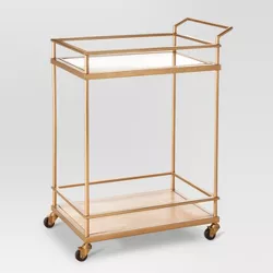 Wood & Glass Gold Finish Bar Cart - Threshold™