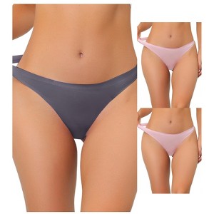 Allegra K Women's Unlined Satin Invisible Bikini Comfortable No-Show Thongs Multicolored - 1 of 4