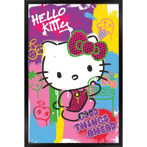 Trends International Gallery Pops Hello Kitty - Waving Wall Art Wall  Poster, 12 x 12, Black Frame Version
