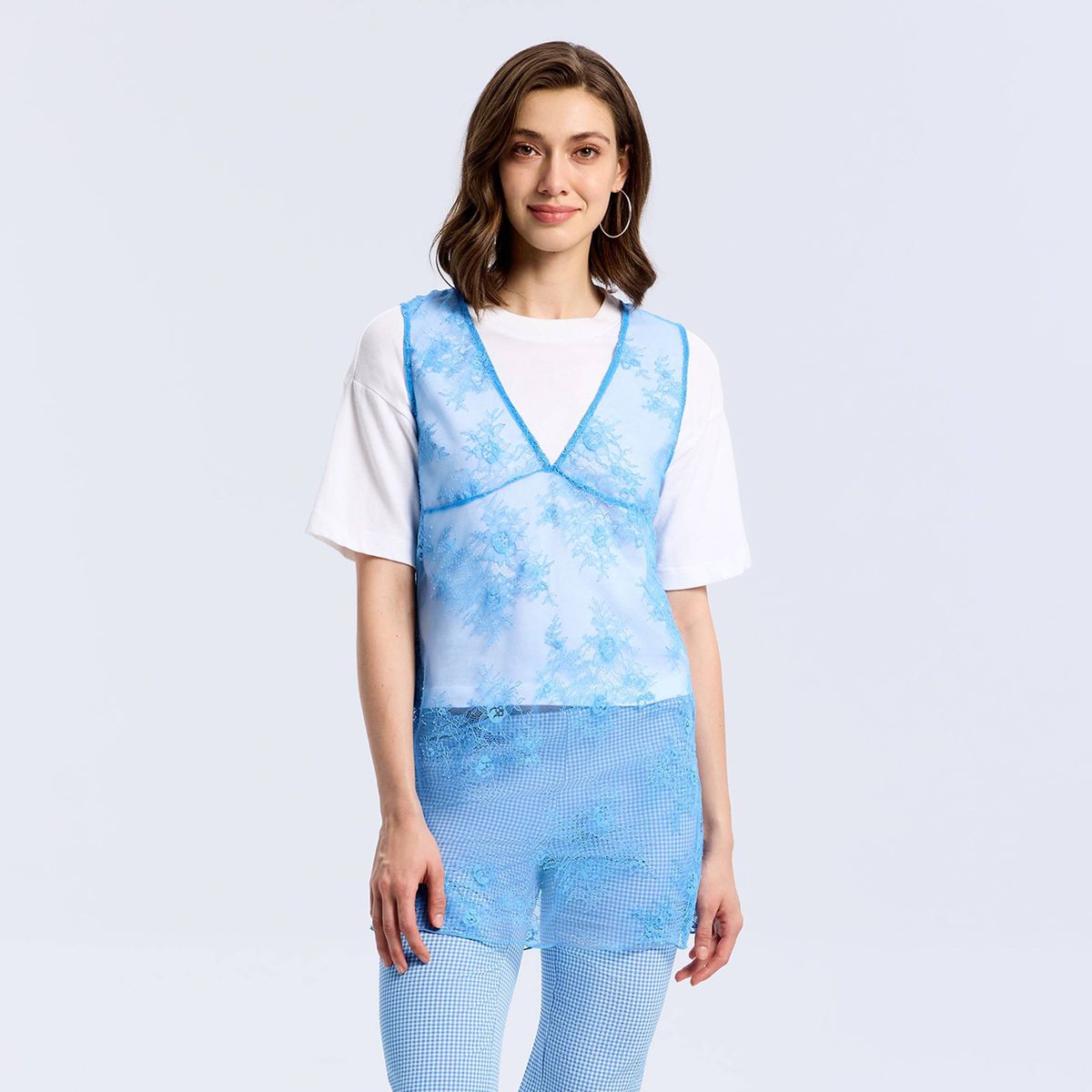 Women's V-Neck Lace Tunic Top - A New Day™