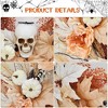 22 Inch Halloween Wreath for Front Door, Halloween Skull Wreath with Lights White Pumpkins Roses, Halloween Decorations Fall Maple Leaves Wreath - 3 of 4