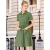 INSPIRE CHIC Women's Point Collar Front Elastic Waist Drawstring Mini Shirt Dress with Pocket - 2 of 4