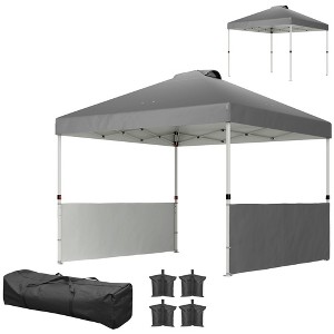 Aghana Digitals Dark Gray 10x10 Pop Up Canopy: UV50+ Sun Shelter with 2 Half Sidewalls, Wheeled - 1 of 4
