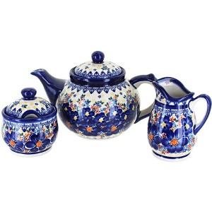 Blue Rose Polish Pottery 1700 Vena 3 Piece Tea Set - 1 of 1