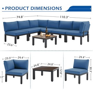 Cesicia 7-Piece Gray Patio Sofa Set with Coffee Table for Backyard, Porch & Poolside - 1 of 4