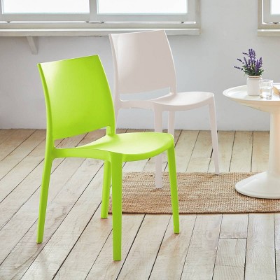 Sensilla Green Stackable Resin Dining Chairs, Set of 4