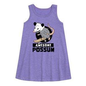 Girls' - Instant Message - Awesome Possum Graphic Sleeveless Aline Dress - 1 of 4