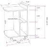 Kings Brand Furniture Farrell Snack Side End Table with Storage Shelves and Wheels, Chocolate - 4 of 4