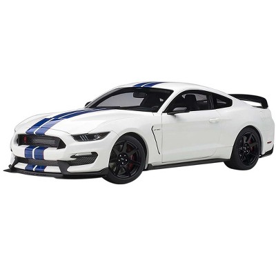 Ford Mustang Shelby GT-350R Oxford White with Lightning Blue Stripes 1/18 Model Car by Autoart