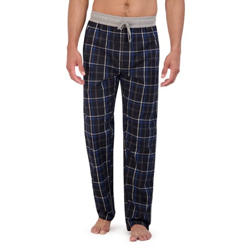 Hanes Originals Men's Plaid Stretch Woven Sleep Pajama Pants - Black/Blue XL