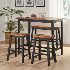 4-piece Kitchen Tables Set, Modern Wood Dining Room Table Set With 2 Chairs, Bench, Rectangular Dining Table - 1 of 4