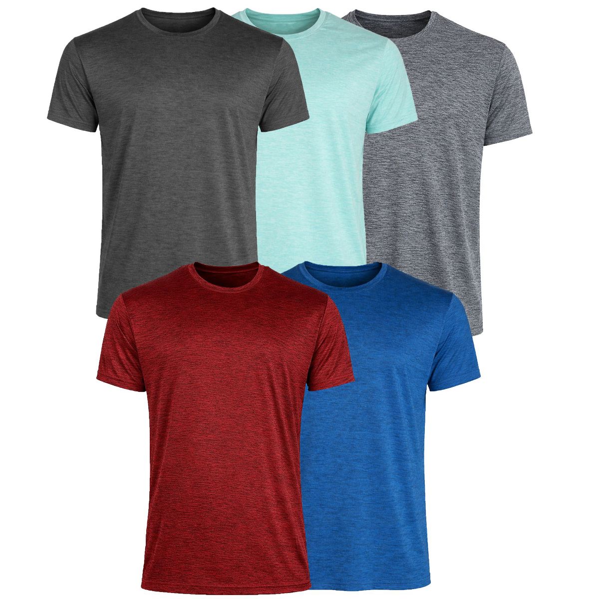 Galaxy Kick Start Gear Men's Short Sleeve Moisture-Wicking Quick Dry Performance Crew Neck Tee-5 Pack - thumbnail 4