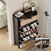 Garvee Shoe Storage Cabinet with 2/3/4 Flip Drawers,Farmhouse Fluted Shoe Organizer,Freestanding Hidden Slim Narrow Shoe Rack for Entryway,Foyer - 4 of 4