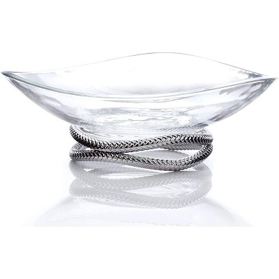 Nambe Braid Glass & Chrome Plate Centerpiece Bowl,11" D x 11" W x 3.75" H
