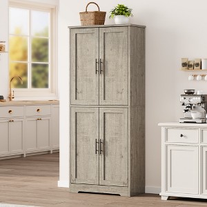 70" Tall Kitchen Pantry Cabinet with Doors and Adjustable Shelves, Freestanding Cupboard - 1 of 4
