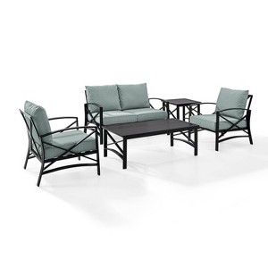 5pc Kaplan Outdoor Steel Conversation Set Mist/Bronze - Crosley - 1 of 4