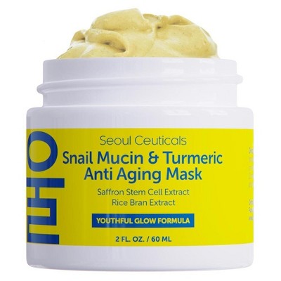Seoul Ceuticals Korean Skin Care Korean Face Mask - Snail Mucin Mask Korean Skincare Turmeric Anti Aging Mask - K Beauty With Saffron + Rice Bran, 2oz
