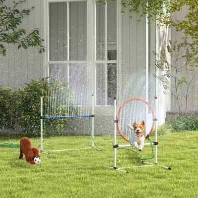 3 Piece Dog Agility Training Set with Adjustable Hurdles and Carry Bag,Outdoor Dog Obstacle Course for Exercise - LAOTIES