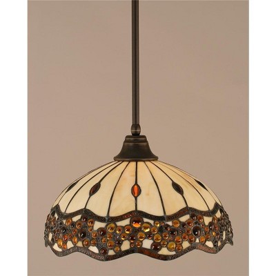 Toltec Lighting Any 1 - Light Pendant in  Dark Granite with 16" Roman Jewel Art Glass Shade
