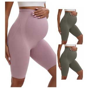 INSPIRE CHIC 3 Packs Women's Maternity High Waist Soft Belly Support Butt Lifters Thigh Slimmers - 1 of 4