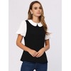 Allegra K Women's Contrast Peter Pan Collar Puff Short Sleeve Summer Top - 4 of 4
