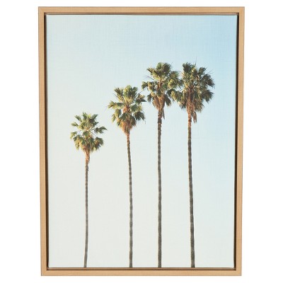 Palm Trees Framed Canvas Art Natural (24"x18") - Uniek