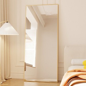 PAGED Rectangle Full Length Mirror,Leaning Floor Full Body Mirror with Metal Frame,Wall Mounted Mirror Suitable for Cloakroom - 1 of 4