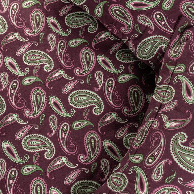 Vintage Modern Floral Paisley Flannel Cotton Duvet Cover Set by Blue Nile Mills, 3 of 8