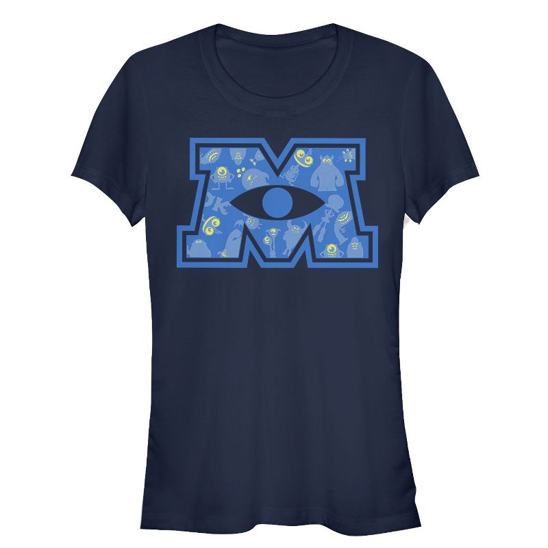Juniors Womens Monsters Inc M Eyeball Logo T-Shirt, 1 of 4