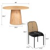 5-Piece Round Dining Table Set, 46'' Pedestal Table with 4 Rattan Cane Back Dining Chairs, Modern Farmhouse & Boho Kitchen Set-Maison Boucle - 2 of 4