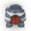 6" "Happy" Turtle Statue with Solar-Powered LED Light Heathered Gray/White/Copper - Alpine Corporation: Polyresin Garden Decor - 4 of 4