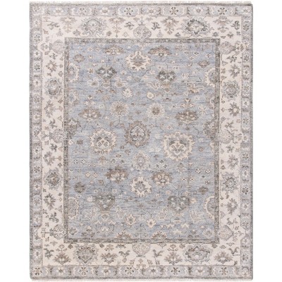 Gray Hand-Knotted Wool Oriental Area Rug