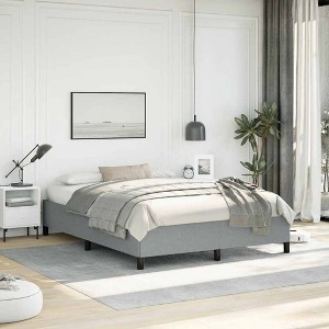 Bed Frame Light grey Polyester, Plywood, Engineered wood Queen - 1 of 4