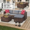 5-Piece Outdoor Sectional Sofa Set with Cushions & Glass Table, All-Weather Wicker Patio Furniture for Balcony, Garden, Porch - 3 of 4