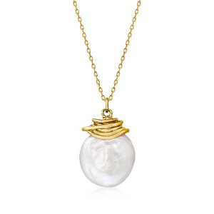 Ross-Simons 15mm Cultured Baroque Coin Pearl Pendant Necklace in 18kt Gold Over Sterling Size 18 - 1 of 4