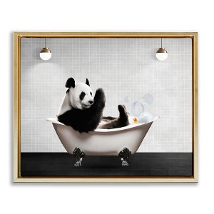 Stupell Industries Panda in Modern Bubble Bath Floating Frame Canvas Art - 1 of 4