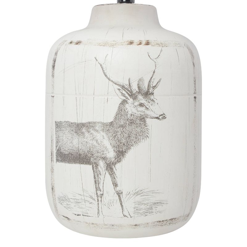 Rustic Deer Buck Nature Printed Ceramic Accent Table Lamp with Fabric Shade White - Simple Designs, 5 of 8