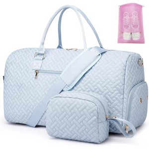 Travel Duffle Bag with Shoe Compartment & Toiletry Bag, Weekender Overnight Carry-On for Women, Gym & Hospital Bag - 1 of 4