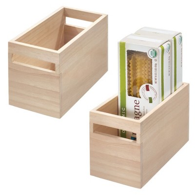 iDesign Paulownia Wood Stackable Pantry Storage Bin - Set of 2 - Natural