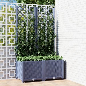 vidaXL Garden Planter with Trellis Dark Gray 31.5"x15.7"x53.5" PP - 1 of 4
