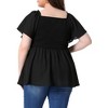Agnes Orinda Women's Plus Size Square Neck Short Sleeve Ruffle Hem Shirred Casual Blouse - 4 of 4
