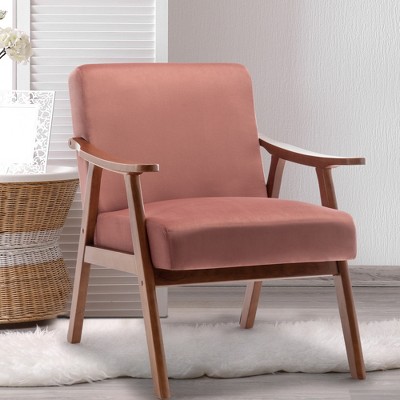 26"W Accent Chair, Wooden Armchair Wingback Lounge Chair with Extra-Thick Backrest for Reading Room Living Room -Frevyn