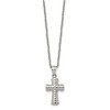 Black Bow Jewelry Stainless Steel Small Polished and Textured Cross Necklace, 22 Inch - 2 of 4