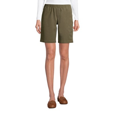 Lands' End Women's Mid Rise Elastic Waist Pull On 10" Chino Bermuda Shorts