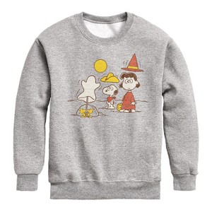 Boys' - Peanuts - Snoopy And Lucy Graphic Long Sleeve Fleece Sweatshirt - 1 of 4