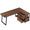PAGED L-Shaped Computer Desk, Reversible Home Office Desk with 3 Drawers and Storage Shelves for Living Room - 3 of 4